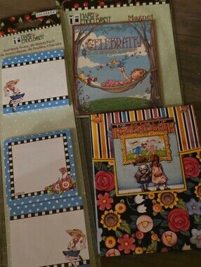 Three Piece Lot Mary Engelbreit Floral Sticky Notes - Magnet - Notepad